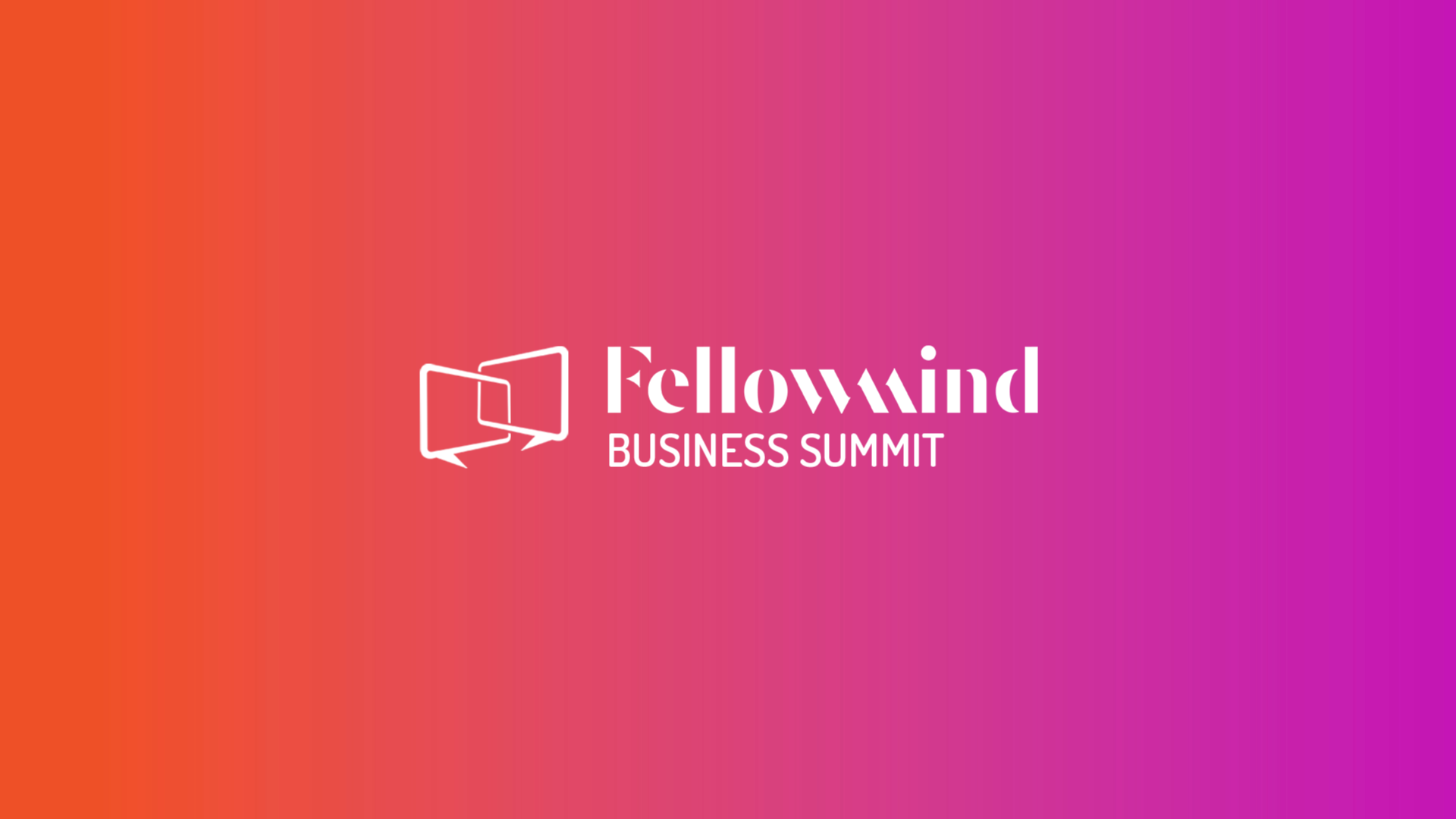 Logo van Fellowmind Business Summit op een roze-oranje verloopachtergrond